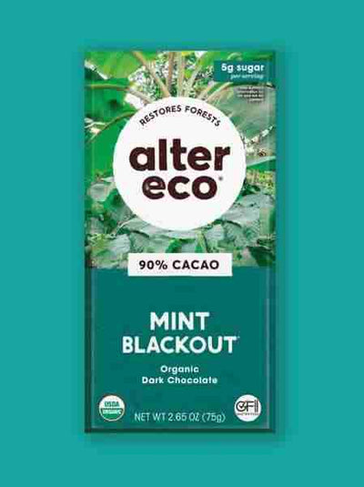 Alter Eco Mint Blackout Organic Dark Chocolate 90% Cacao 75G