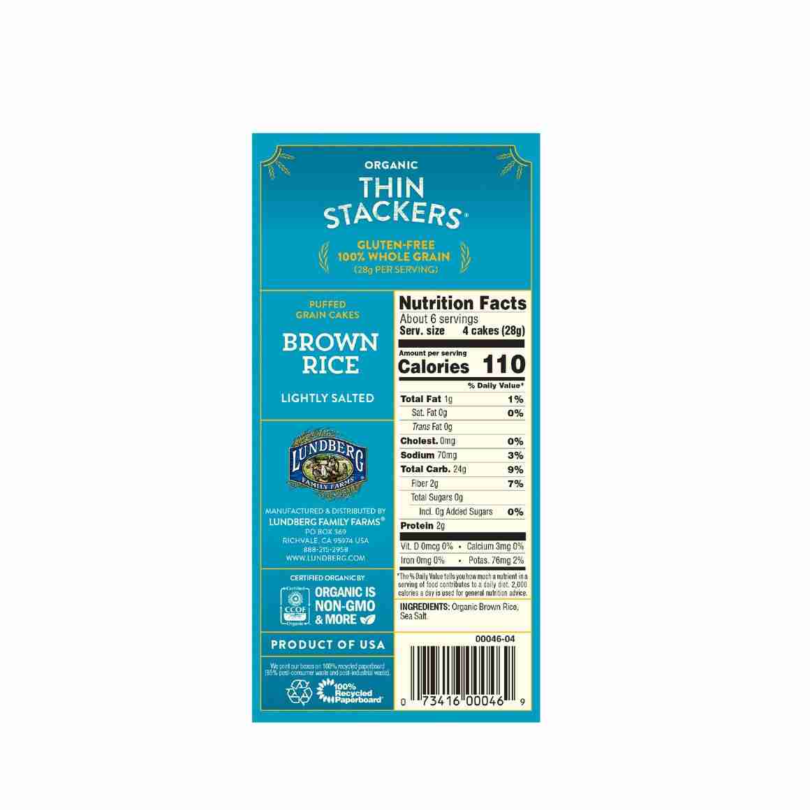 Lundberg - Organic Thin Stackers: Brown Rice Lightly Salted,168G