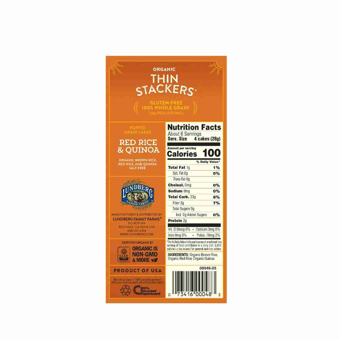 Lundberg - Organic Thin Stackers: Red Rice & Quinoa,168G