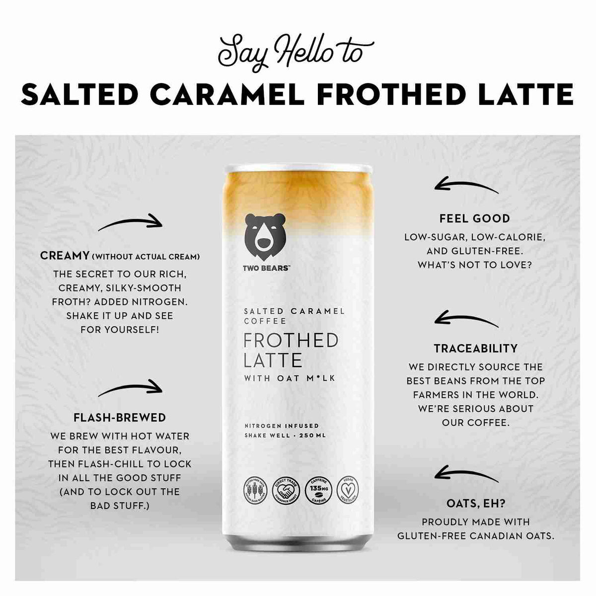 Two Bears Frothed Salted Caramel Oat Milk Latte, 207 mL