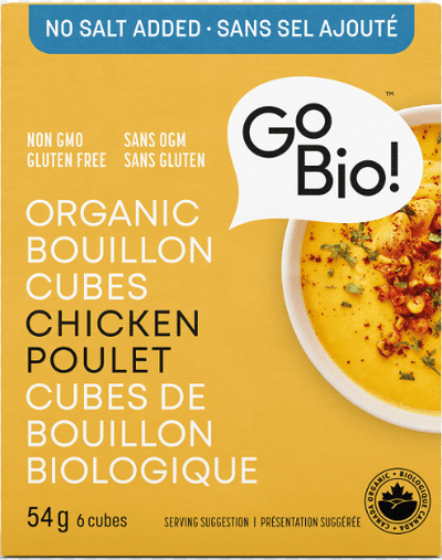 Go Bio Food Organic Bouillon Cubes: Chicken No Salt Added- 54G