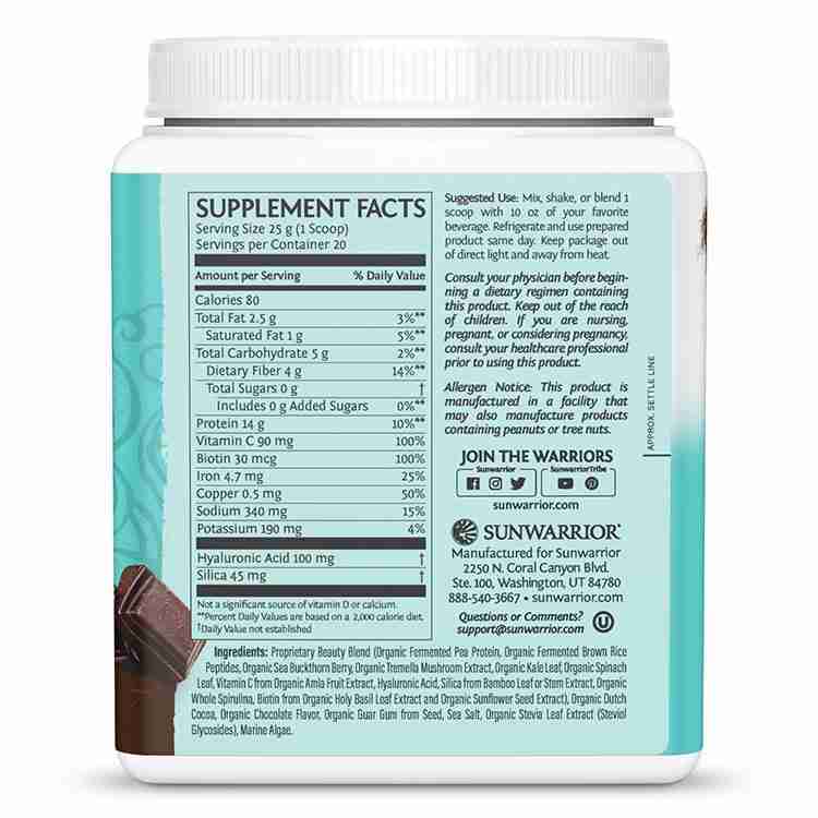 Sunwarrior Collagen Building Protein Peptides: Chocolate Fudge 500G