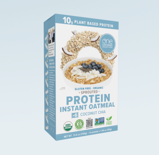 One Degree Organic Sprouted Coconut Chia Protein Instant Oatmeal, 330 g