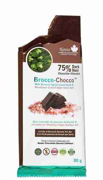Brocco-Chocco 75% Dark Chocolate Bar, 80G