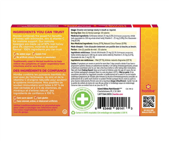 Honibe - Immune Boost Lozenges With Zinc: Citrus, 10 Pack