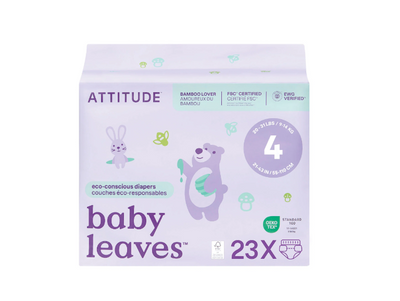 Attitude Living - Baby Leaves Eco Concious Diapers Size 4, 23Ct