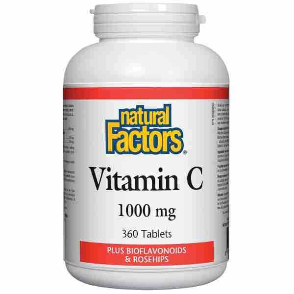Natural Factors Vitamin C 1000 mg Plus Bioflavonoids & Rosehips, 360 Tablets