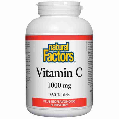 Natural Factors Vitamin C 1000 mg Plus Bioflavonoids & Rosehips, 360 Tablets