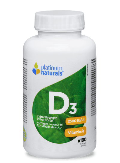 Platinum Naturals Vitamin D3 2500 IU Extra Strength, 180 Softgels