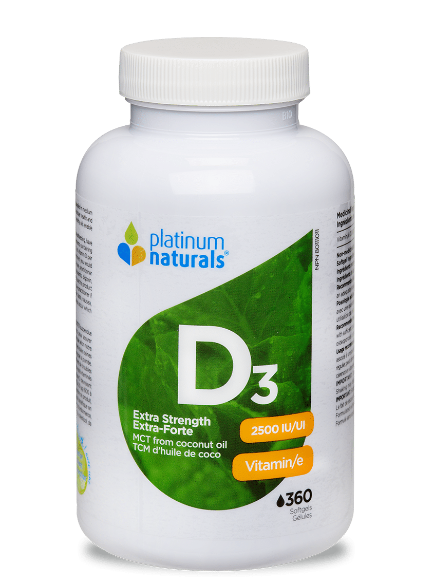 Platinum Naturals Vitamin D3 2500 IU Extra Strength, 360 Softgels
