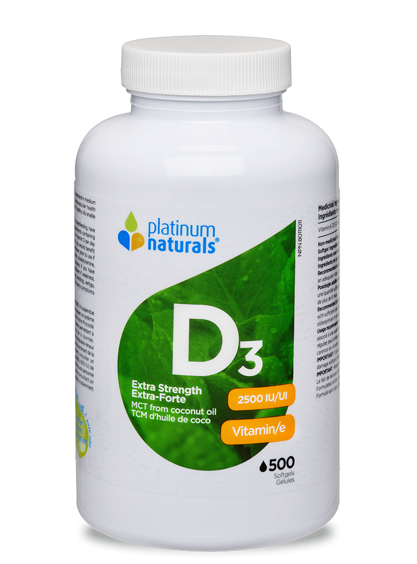 Platinum Naturals Vitamin D3 2500 IU Extra Strength, 500 Softgels