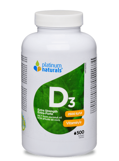 Platinum Naturals Vitamin D3 2500 IU Extra Strength, 500 Softgels