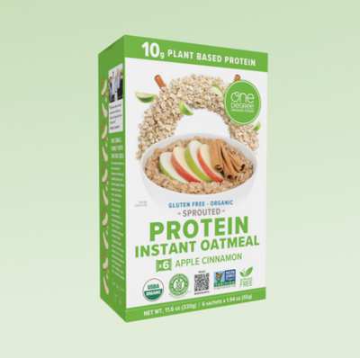 One Degree Organic Sprouted Apple Cinnamon Protein Instant Oatmeal, 330G