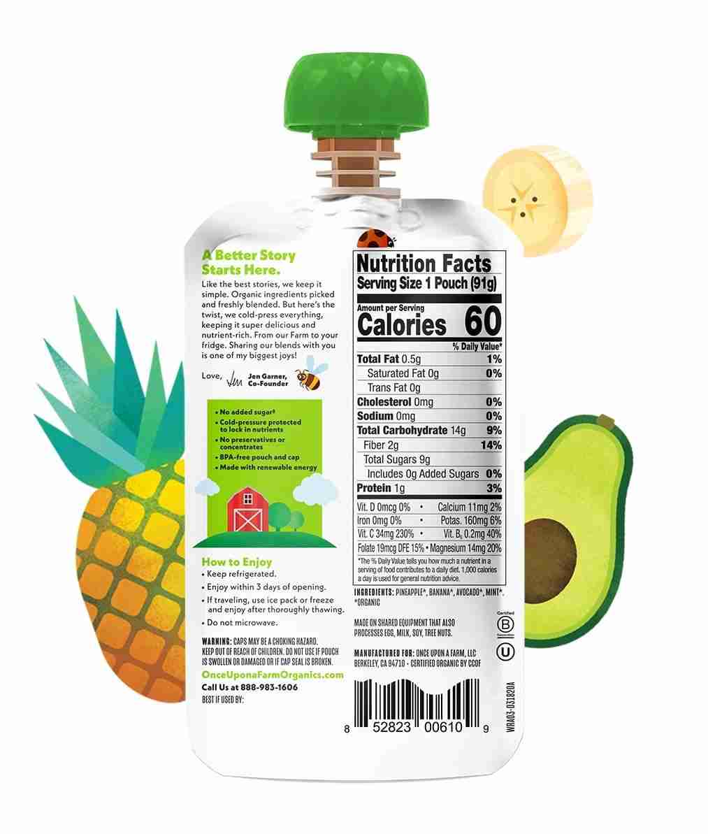 Once Upon A Farm - Organic Fruit & Veggie Blend: Wild Rumpus Avocado, 91G