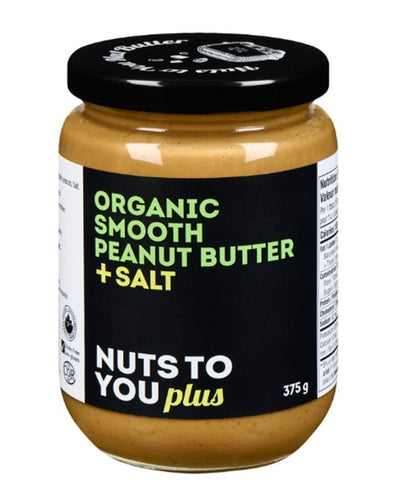 Nuts To You Plus Organic Smooth Peanut Butter + Salt, 375G