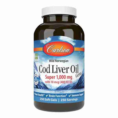 Carlson Cod Liver Oil 1000 mg, 250 Softgels