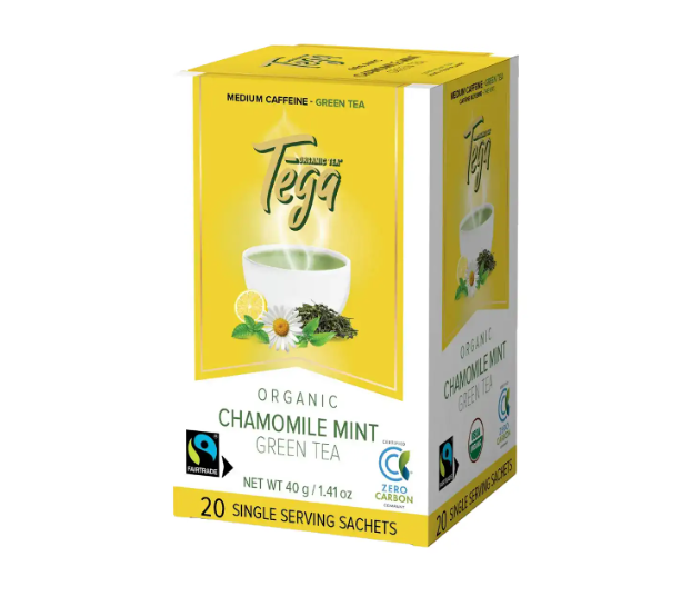 Tega Organic Fairtrade Chamomile Mint Green Tea, 20Ct