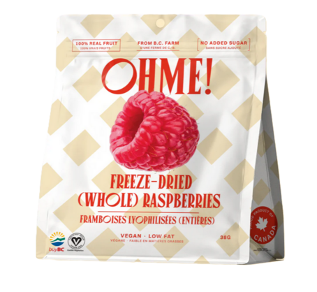 Oh Me! Freeze Dried Raspberries (Whole), 38G