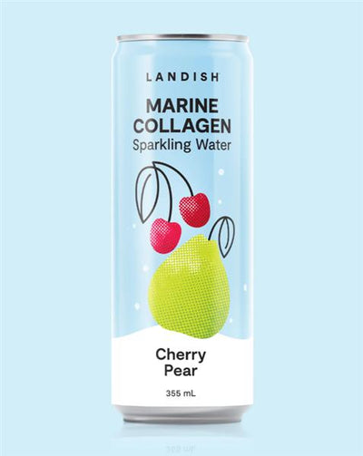 Landish Marine Collagen Sparkling Water - Cherry Pear, 355Ml