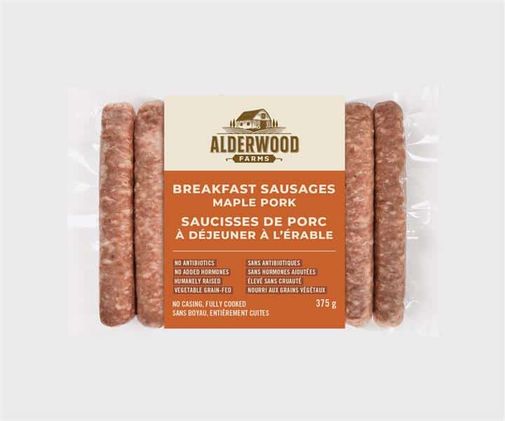 Alderwood Farms Breakfast Sausages Maple Pork 375G