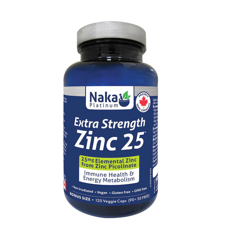 Naka Platinum Extra Strength Zinc 25, 120 Vegetarian Capsules