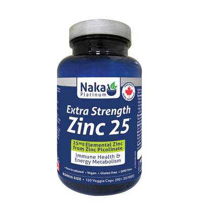 Naka Platinum Extra Strength Zinc 25, 120 Vegetarian Capsules