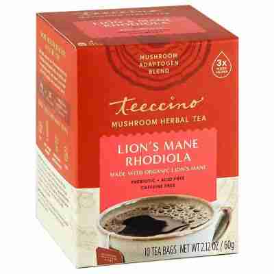 Teeccino Lions Mane Rhodiola Mushroom Tea 10 Bag