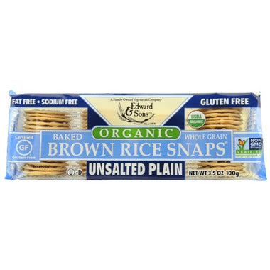 Edward & Sons Organic Baked Brown Rice Snaps Unsalted, 100 g