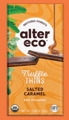 Alter Eco Truffle Thins Bar - 60% Dark Chocolate Salted Caramel, 84G