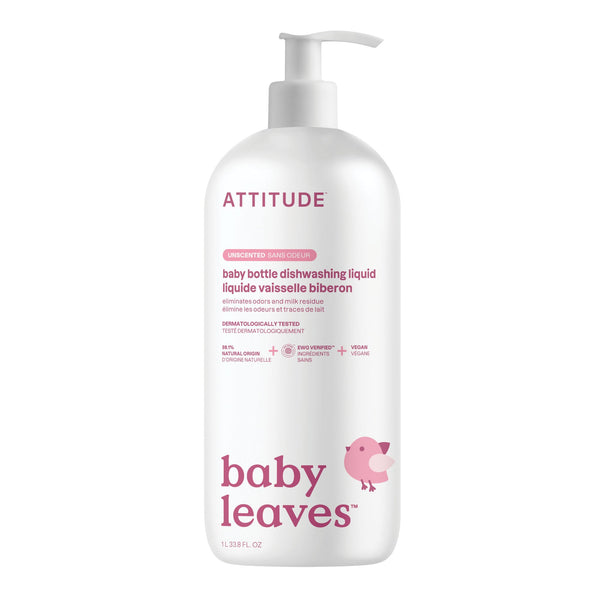 ATTITUDE Baby Bottle & Dishwashing Liquid, Unscented, 1 L