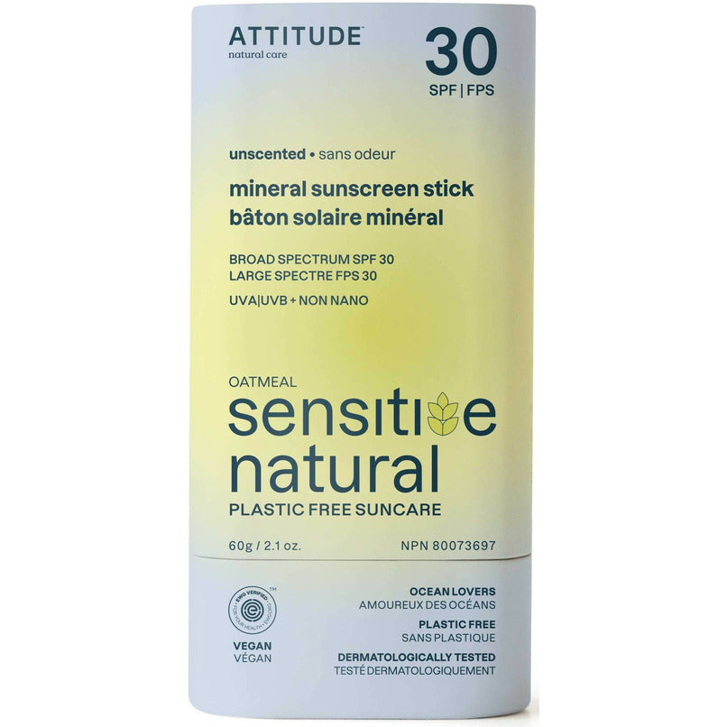 Attitude Living - Sensitive Skin SPF 30 Mineral Sunscreen Stick, 60G