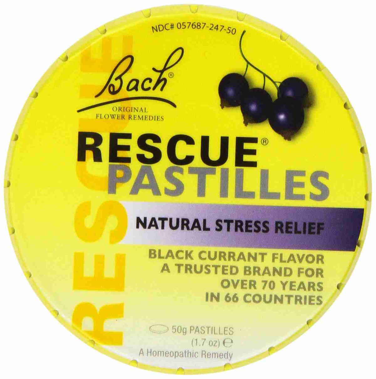 Bach Rescue Pastilles Black Currant, 50 g