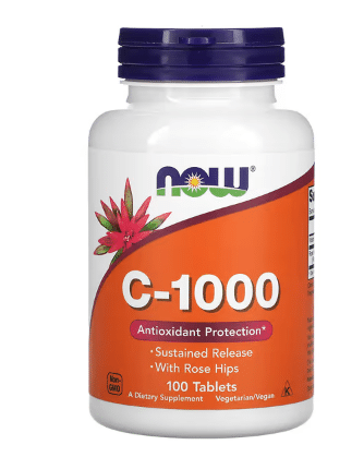 NOW C-1000 Sustained Release with Rose Hips, 100 Tablets