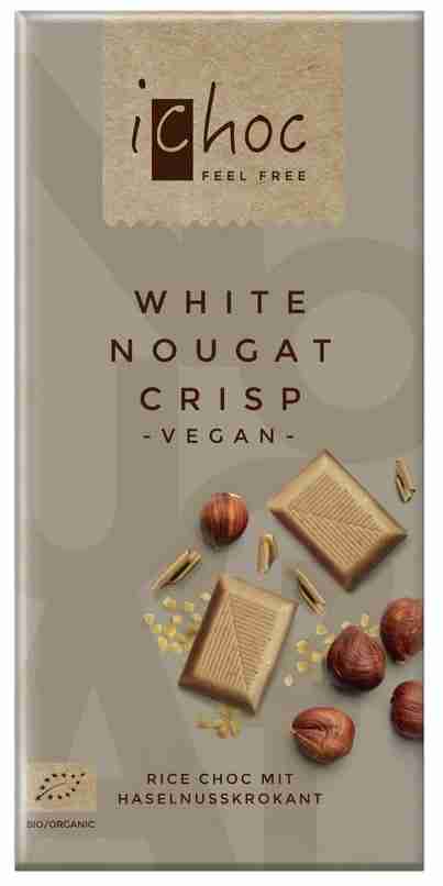 Ichoc - White Nougat Crisp Chocolate Bar, 80G
