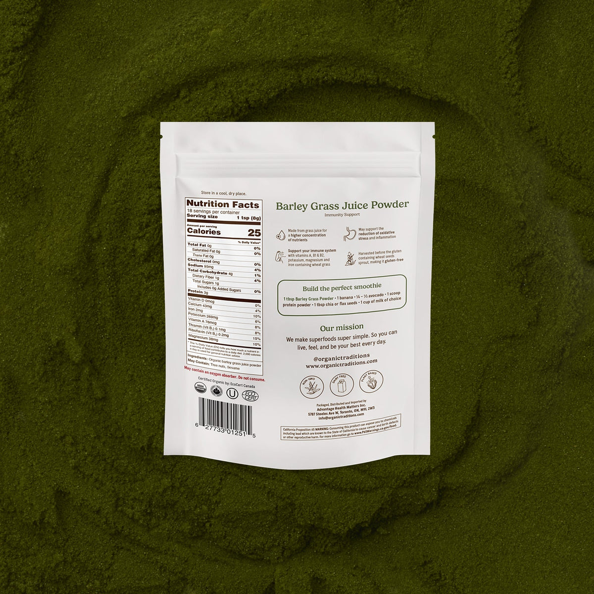 Organic Traditions Barley Grass Juice Powder, 150 g