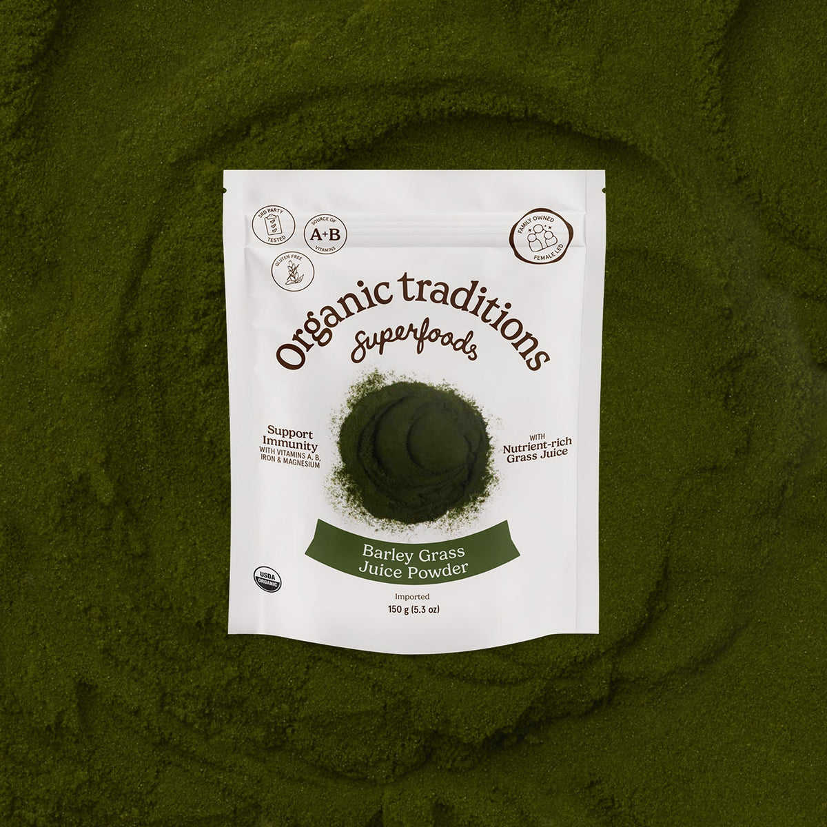 Organic Traditions Barley Grass Juice Powder, 150 g