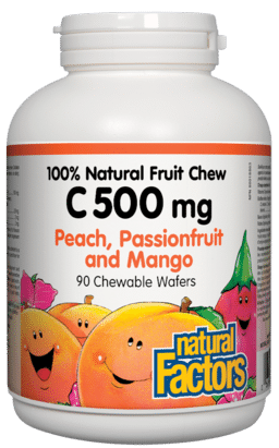 Natural Factors Vitamin C 500Mg: Peach, Passion Fruit & Mango - 90 Wafers