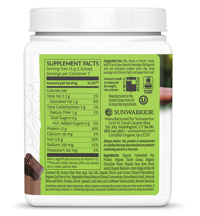 Sunwarrior Clean Greens & Protein Chocolate 175G
