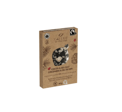 Galerie Fair Trade Mini Bark Bar, Dark Chocolate Ginger and Sea Salt, 40 g
