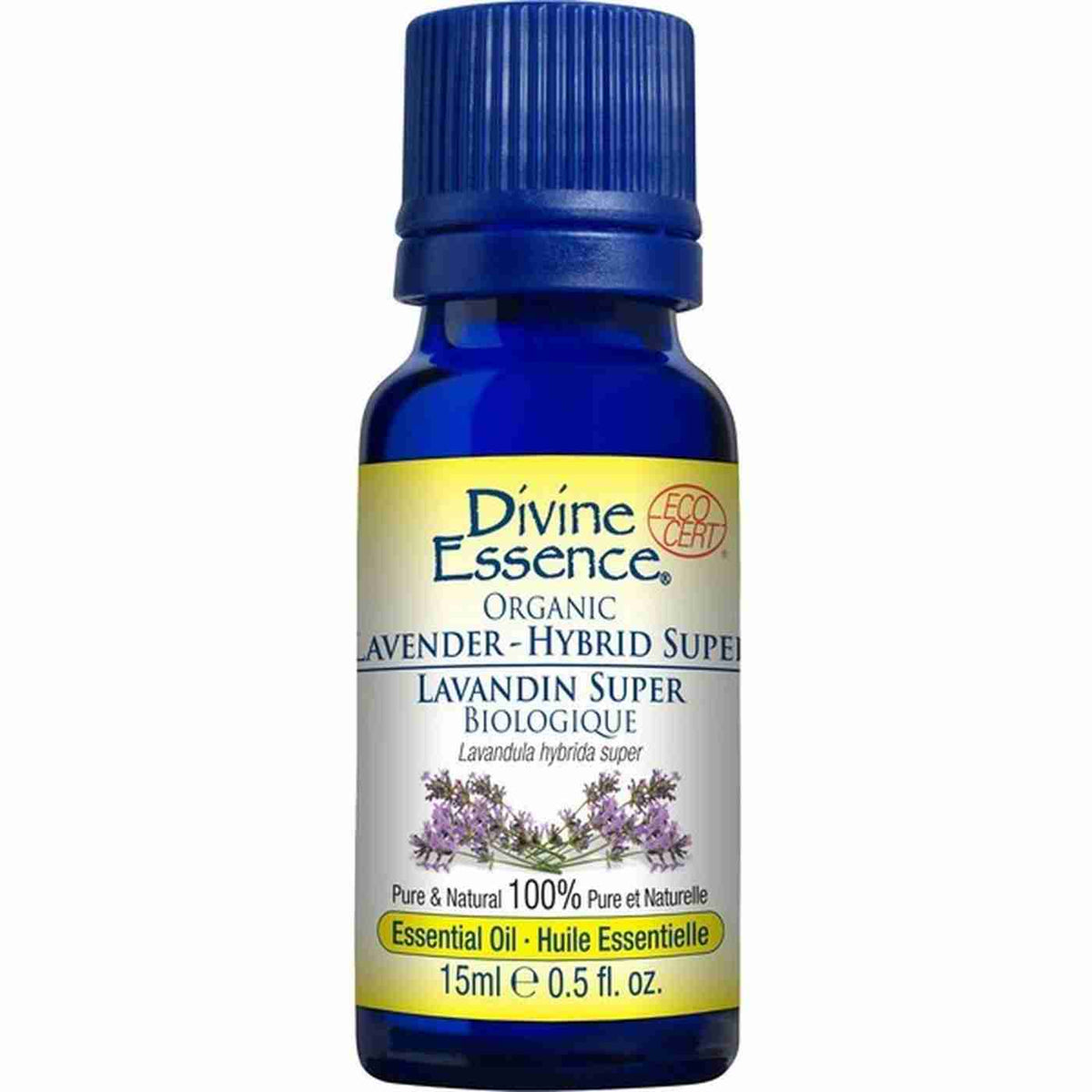 Divine Essence Organic Lavender-Hybrid Super Essential Oil, 15 mL