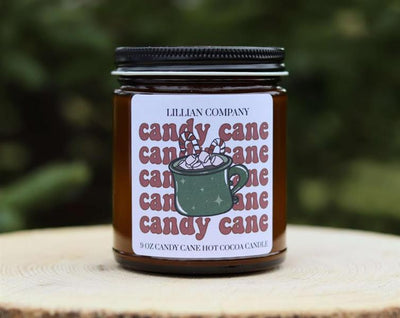 Lillian Co - Candy Cane Hot Cocoa Candle, 9Oz