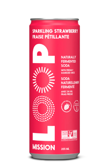 LOOP Mission Sparkling Strawberry Naturally Fermented Soda, 355Ml