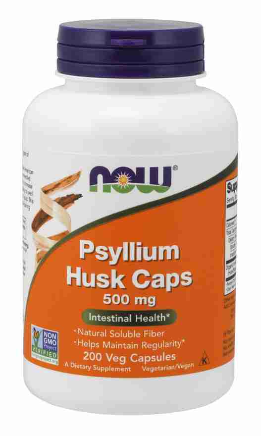 NOW Psyllium Husk 500 mg, 200 Veg Capsules