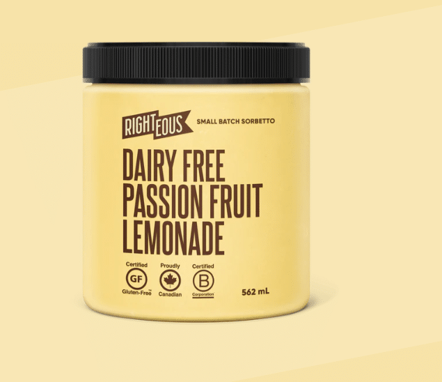 Righteous Passion Fruit Lemonade Sorbet, 473Ml
