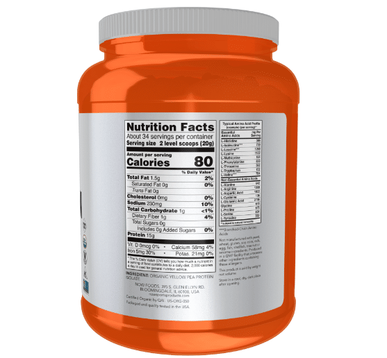 NOW Sports Organic Pea Protein, Unflavoured, 680 g