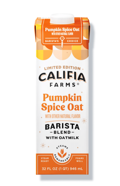 Califia Farms Pumpkin Spice Oat Barista Blend, 946Ml