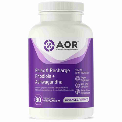AOR Relax & Recharge- Rhodiola + Ashwagandha; 90 Vegi-Caps