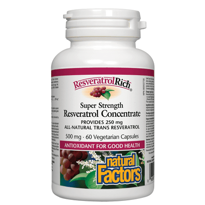 Natural Factors Resveratrolrich® Super Strength Resveratrol Concentrate 500Mg 60 Veggie Caps