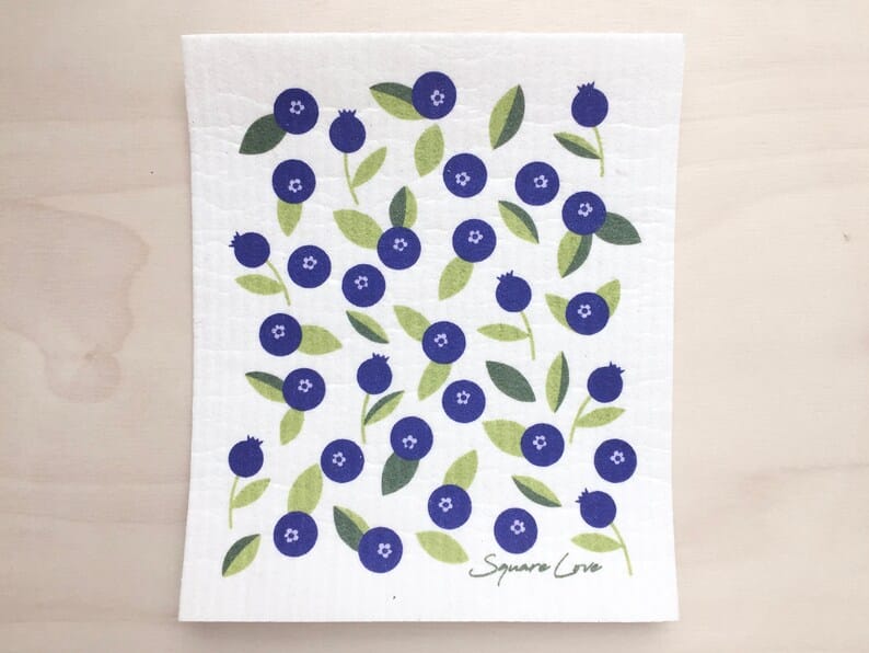 Square Love Swedish Sponge Cloths - Blueberries
