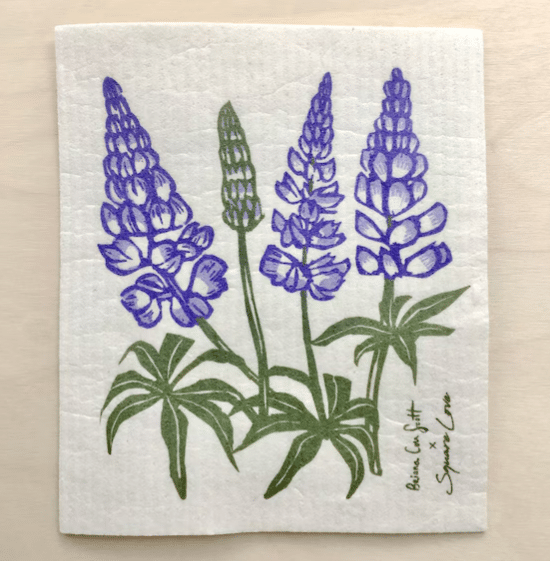 Square Love Swedish Sponge Cloths - Lupins
